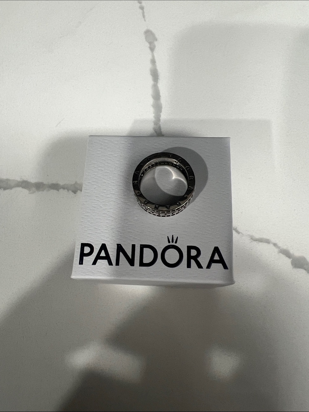 Pandora Silver Tone Layered Crystal Stack Ring Brand New​ - Picture 2 of 6
